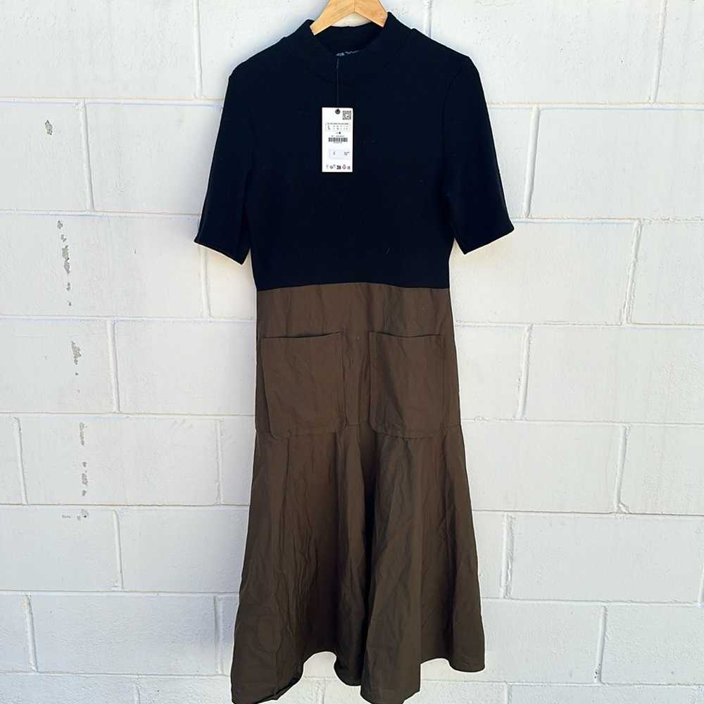 Zara two toned maxi dress with pockets NWT